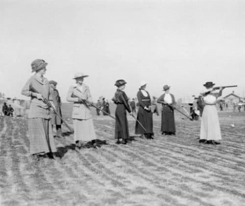 Annie Oakley shooting with other woman, ca. 1920. MS6 William F. Cody Collection