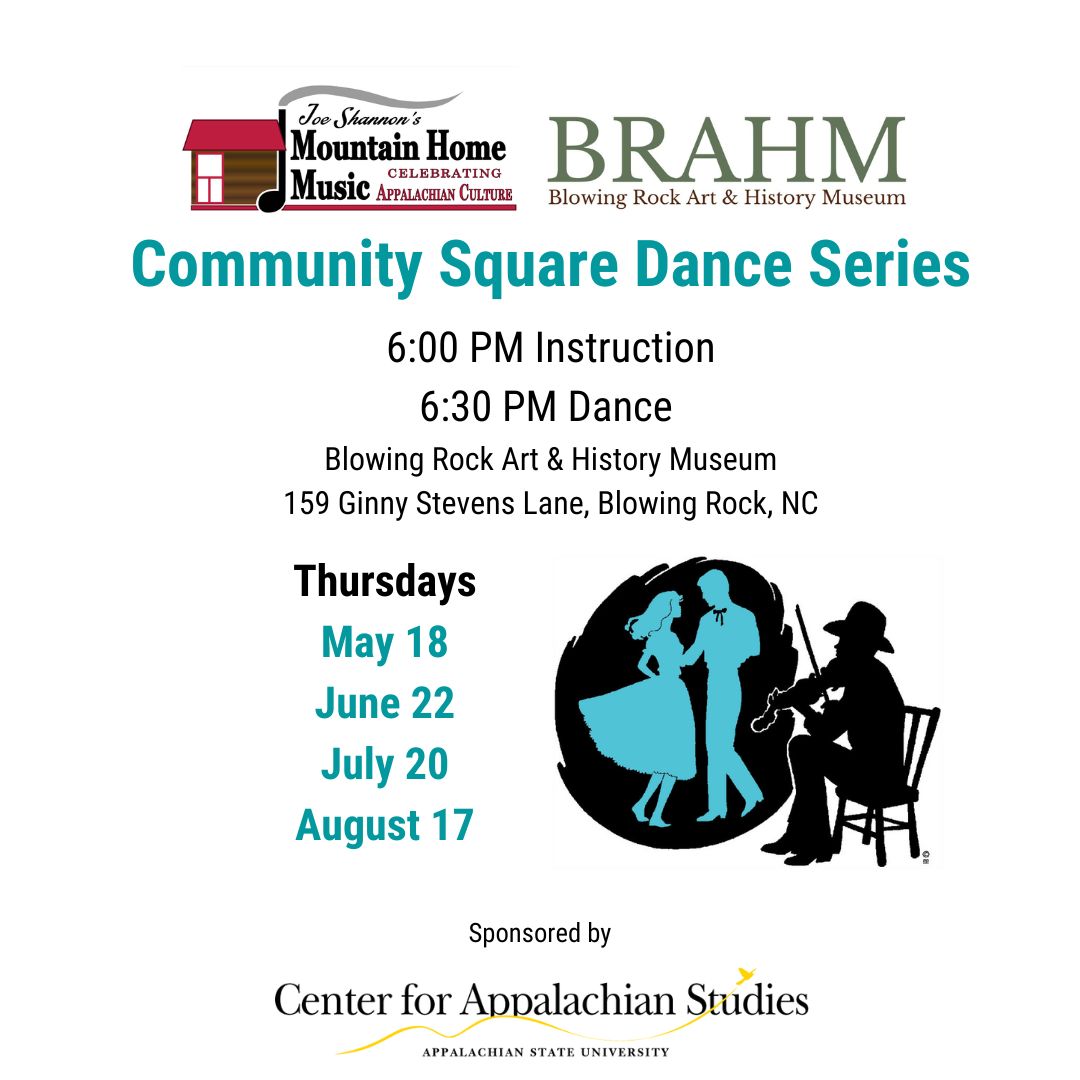 Flyer for Community Square Dance Series lists dates: May 18, June 22, July 20, & August 17 2023