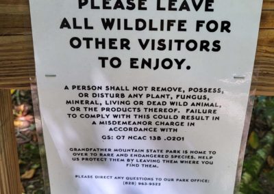 Leave No Trace reminder reading Please Leave All Wildlife for Other Visitors to Enjoy