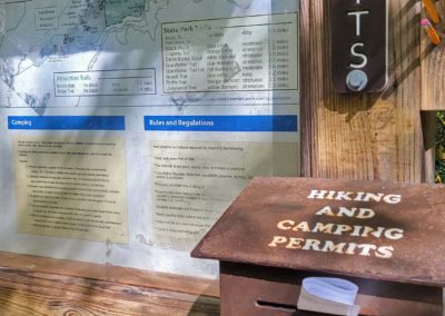 Kiosk with locked box for hiking permits
